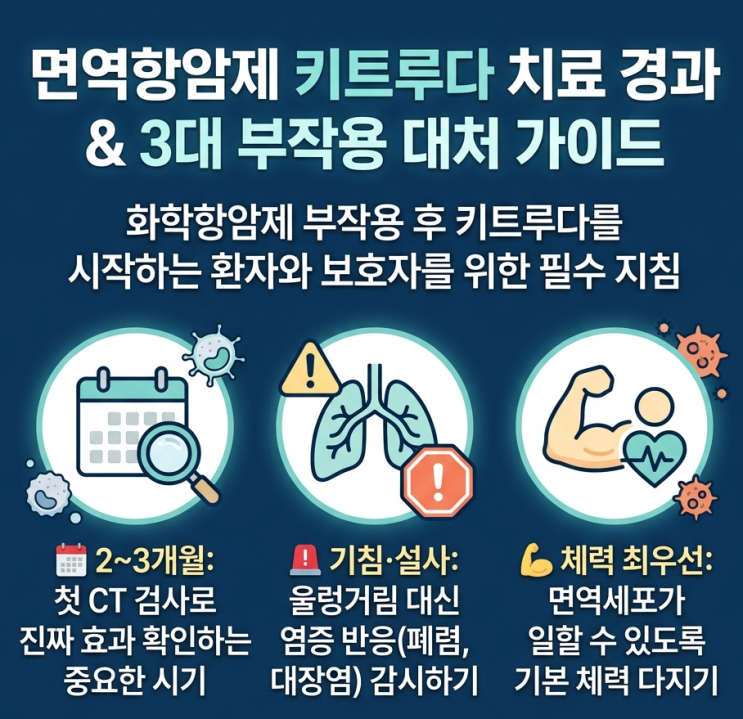  면역항암제 키트루다 치료 경과 일반적인 일정 정리 : 호전 vs 악화 부작용 차선책까지