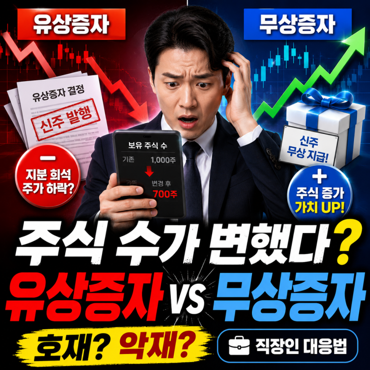 "내 주식 수가 변했다?" 유상증자·무상증자 호재일까 악재일까? (ft. 직장인 투자자 대응법)