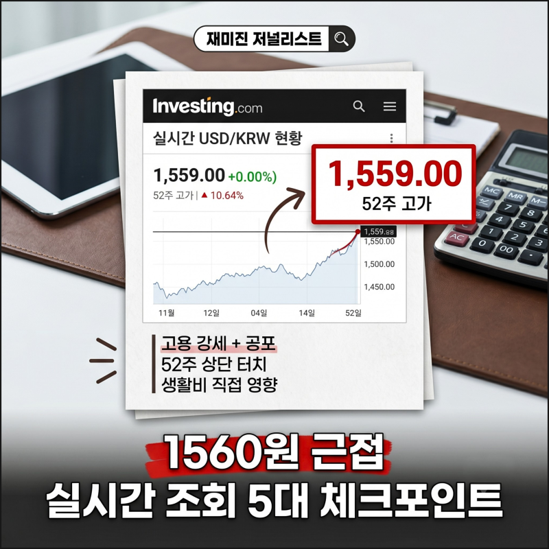 미국환율 조회와 실시간 확인, 1560원선 체크포인트 5개