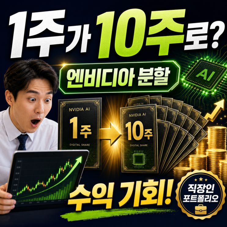  1주가 10주로 변하는 수익의 기회! 엔비디아 주식 분할 사례 분석과 직장인 재테크 포트폴리오 관리법