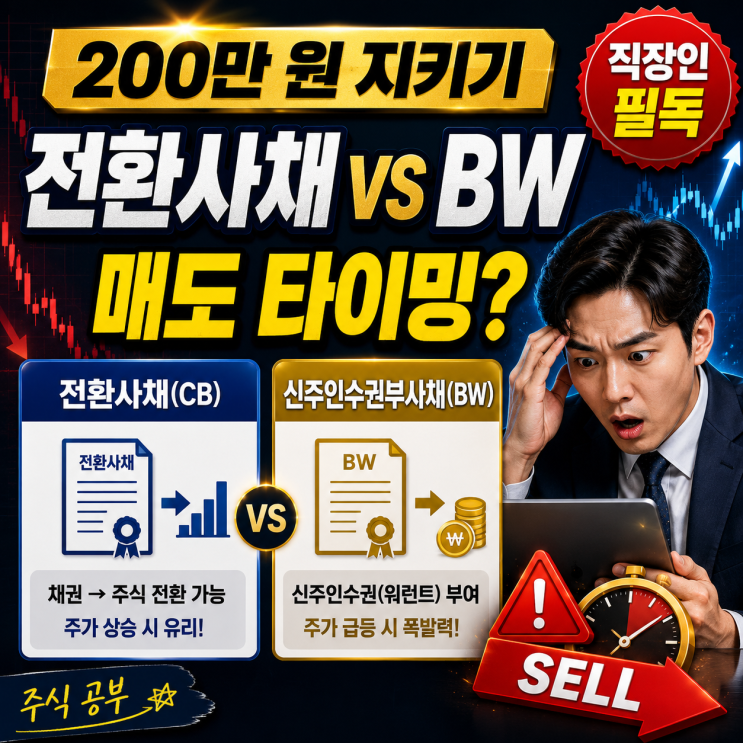  수익률 200만 원 지키는 주식 공부! 전환사채와 신주인수권부사채 차이점과 직장인 매도 타이밍