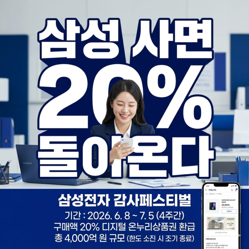 삼성 가전·핸드폰 살 계획 있는 직장인, 온누리상품권 먼저 사면 20% 돌려받습니다