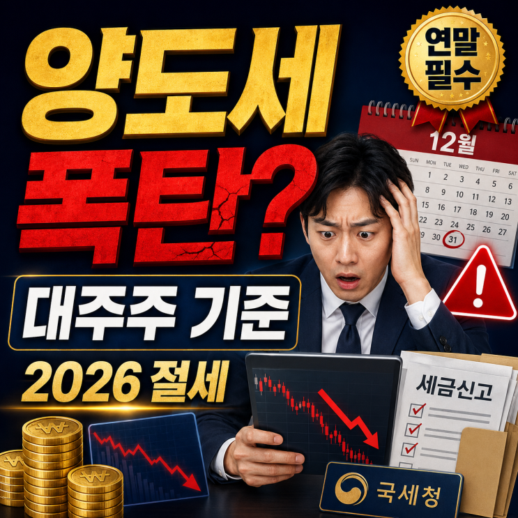  연말 주식 양도세 폭탄 피하는 법! 대주주 기준과 2026년 금융투자소득세 직장인 절세 전략 가이드