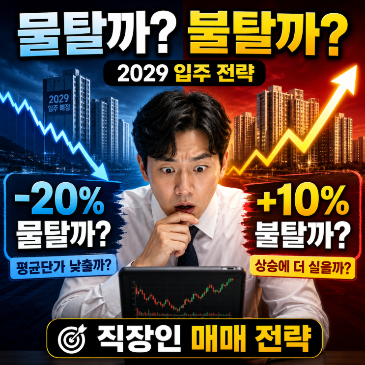  마이너스 20% 물타기할까? 플러스 10% 불타기할까? 2029년 서울 신축 입주를 위한 직장인 매매 전략