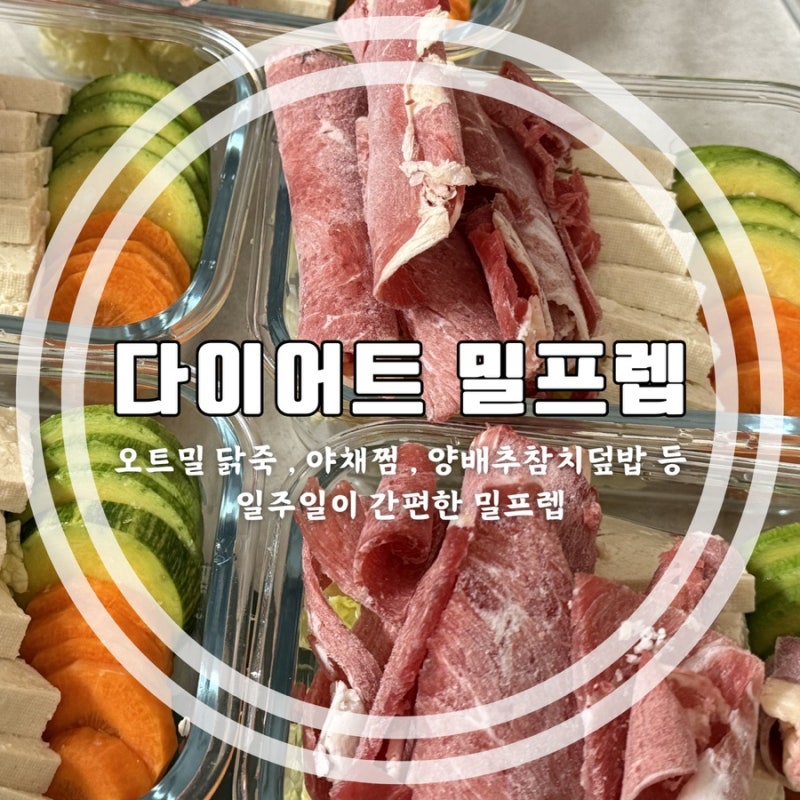 일주일 다이어트 밀프렙 만들기 오트밀 닭죽 소고기 야채찜 양배추 참치 덮밥 비빔밥 양념장....