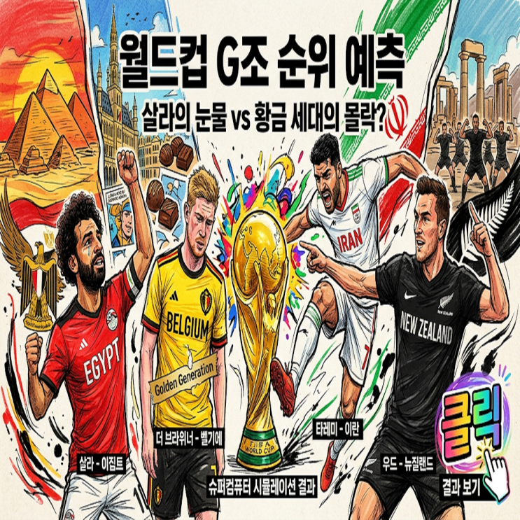 월드컵 <b>G조 순위</b> 예측 벨기에 이집트 이란 뉴질랜드, 국경... 