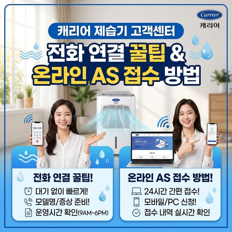 캐리어 제습기 고객센터 전화번호 총정리! AS 대기 없이 바로 연결하는 꿀팁