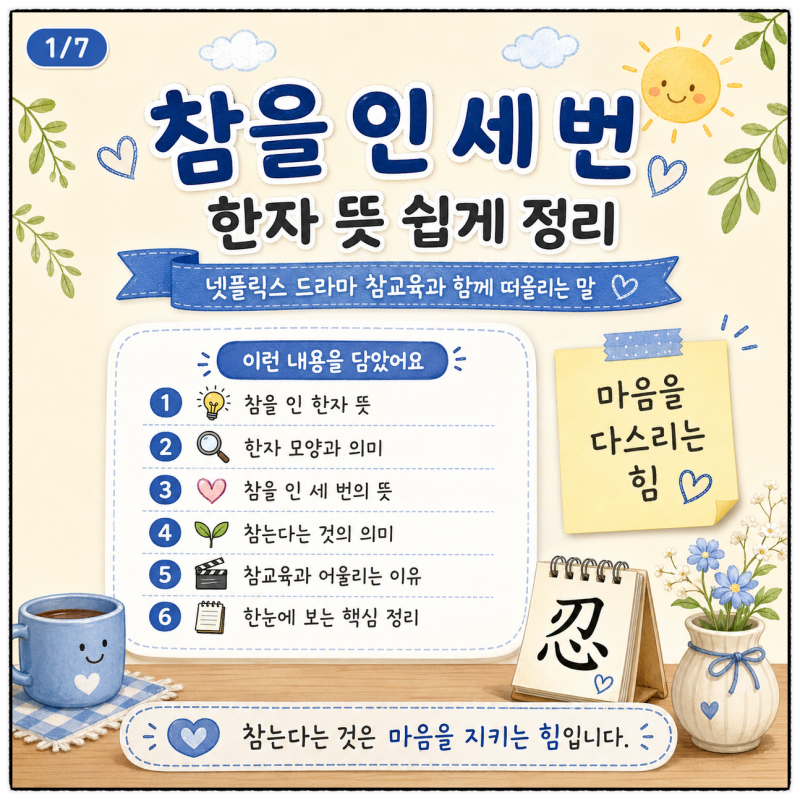넷플릭스 드라마 참교육, 참을 인 세 번 한자 뜻은? : 네이버 블로그