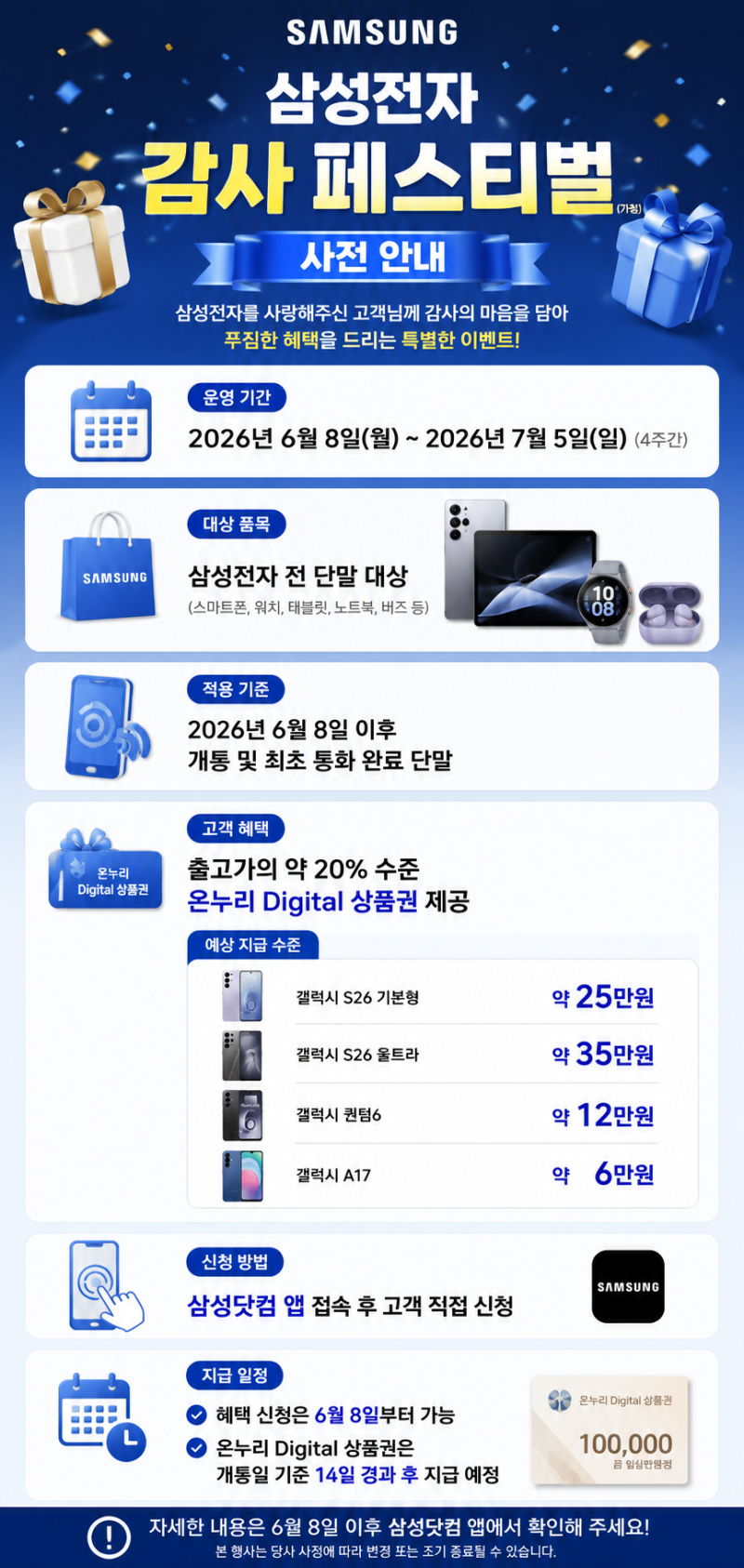 역대급 혜택, 내일부터 딱 4주간 삼성전자 감사제가 시작됩니다!