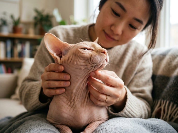  스핑크스 고양이 뾰루지 원인과 피부 관리 방법