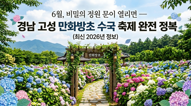  비밀 정원의 문이 열리는 6월 — 경남 고성 만화방초 수국 축제 실전 관람 완벽 가이드 (2026년 최신 정보)