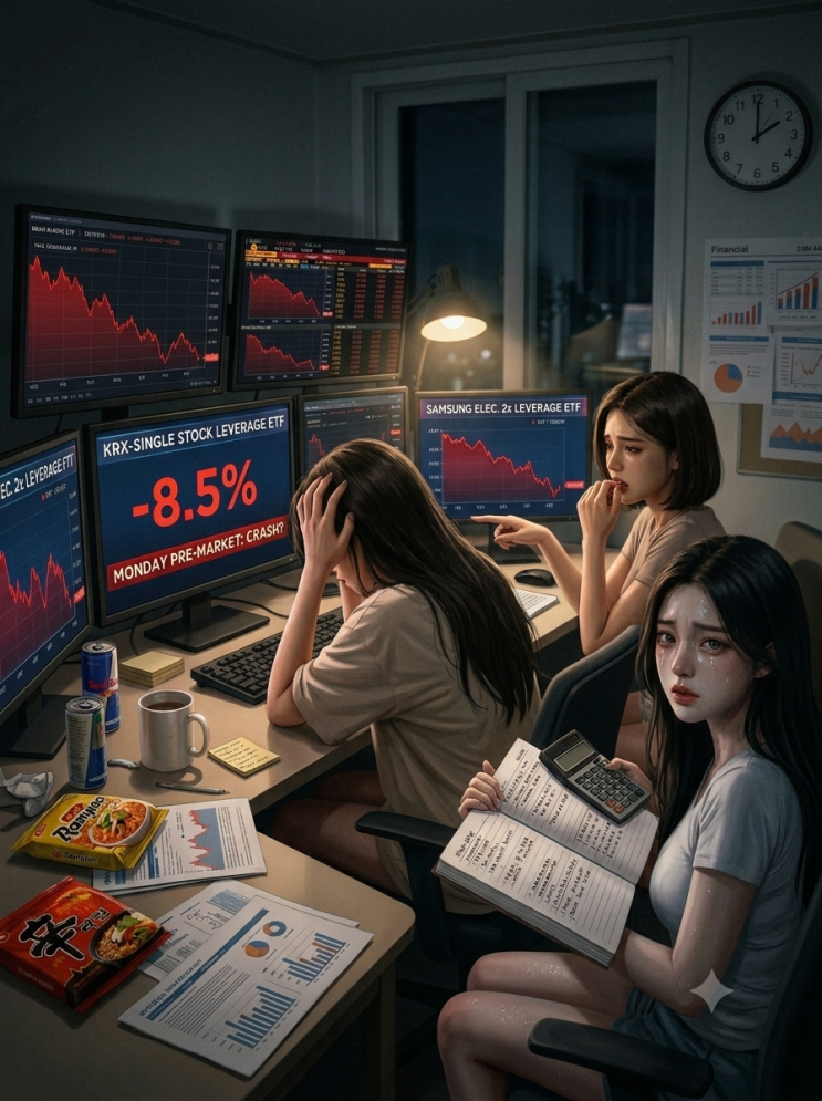  6월8일 월요일 SK하이닉스단일종목레버리지와 삼성전자단일종목레버리지 하락율과 예상 가격 눈물의 급락