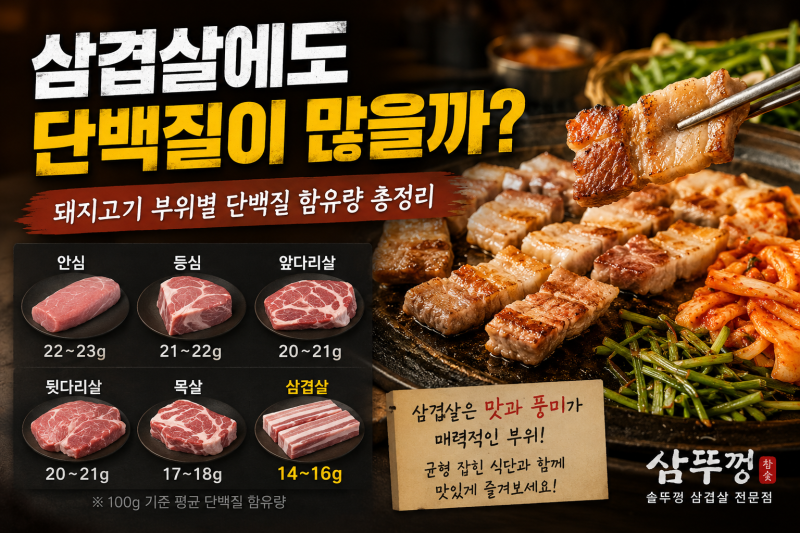삼겹살에도 단백질이 많을까? 돼지고기 부위별 단백질 함유량 총정리