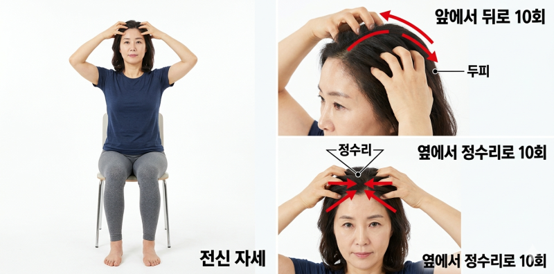 [맨손으로 지키는 건강#013] 두통 완화에 도움되는 두피 ▪ 머리 맨손 마사지 법