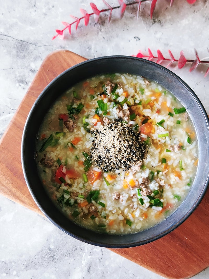 소고기 야채죽 끓이는법 '밥으로' 소고기죽 레시피