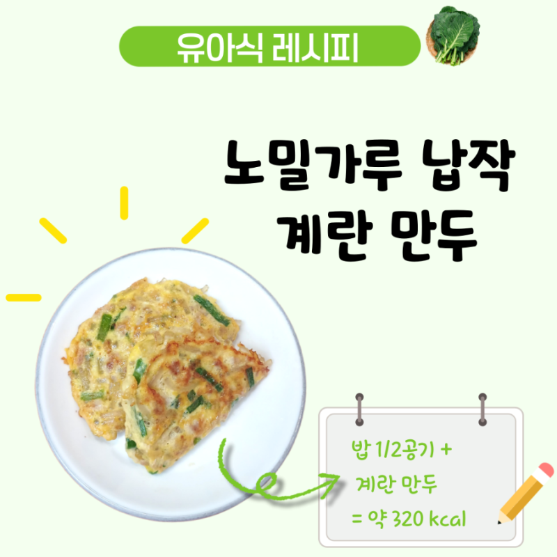 아기 노밀가루 납작 계란 만두 레시피, 돼지고기다짐육 요리 4세 유아식