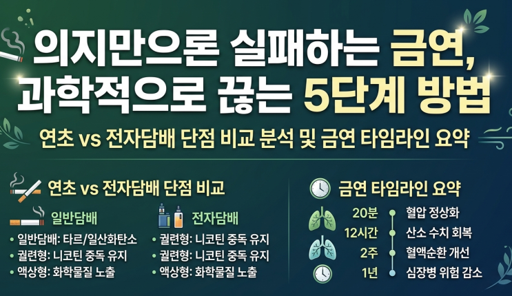  연초 전자담배 차이와 흡연의 위험성 : 담배 끊는 법 5단계