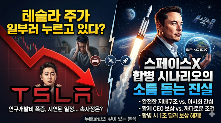  테슬라 주가 일부러 누르고 있다? 스페이스X 합병 시나리오의 소름 돋는 진실