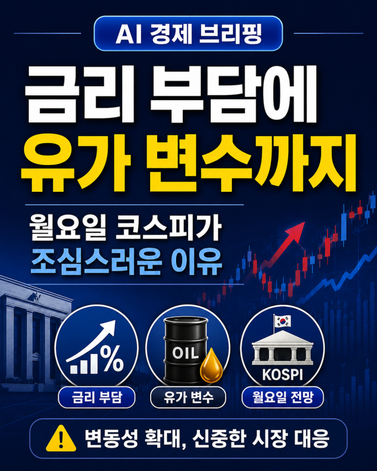  금리 부담에 유가 변수까지, 월요일 코스피가 조심스러운 이유
