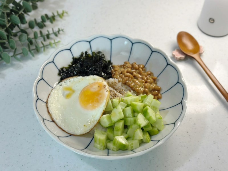 낫또 오이 비빔밥 만들기 건강한 한 그릇 요리 다이어트 낫또 식단 추천