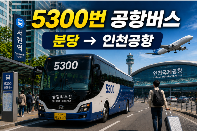 5300번 공항버스 시간표· 요금· 예매· 정류장 노선 총정리 (을지대 세이브존 모란역 야탑역 ....