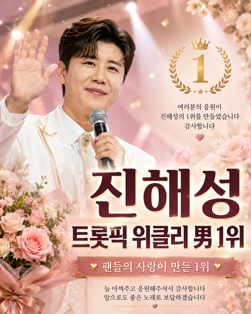 진해성 트롯픽 위클리 男 1위, 조용하지만 강한 팬덤의 힘이 또 증명됐다