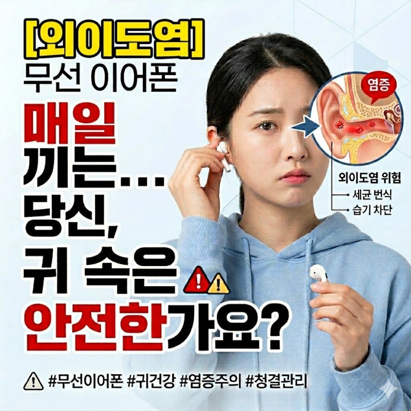 [외이도염] 무선 이어폰 매일 끼는 당신, 귀 속은 안전한가요?