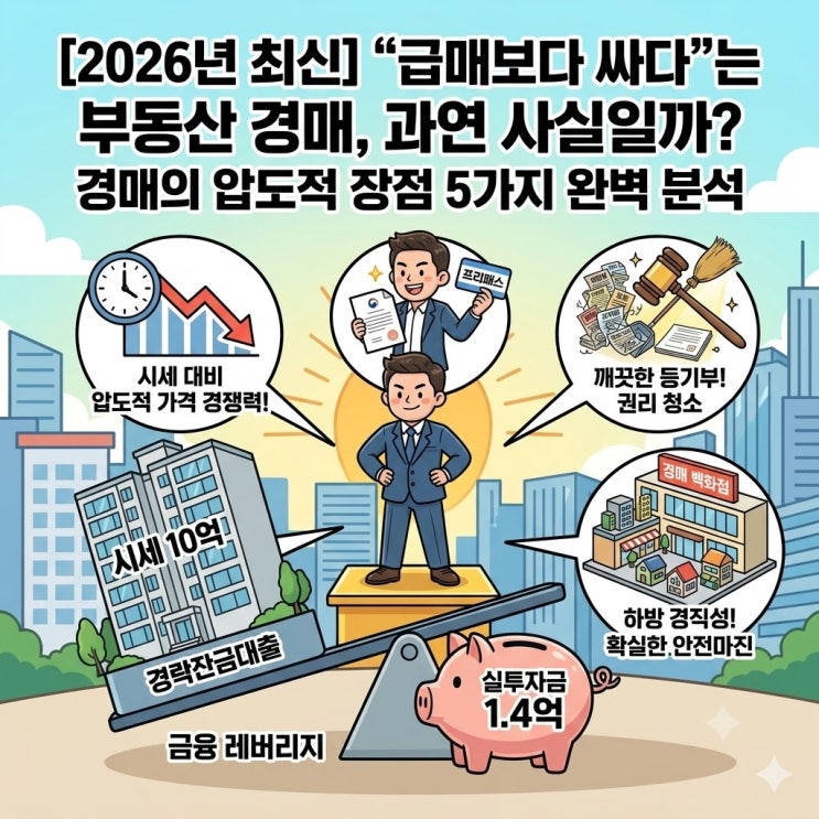  [2026 부동산 전망] 급매보다 무조건 싸다? 아파트 법원 경매 장점 5가지 완벽 정리
