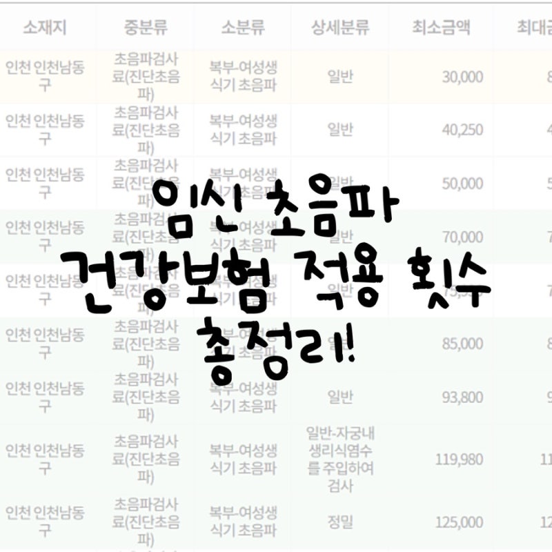 임신 초음파 건강보험 적용 횟수 총정리! (인천 남동구 산부인과 비급여 비용 비교)
