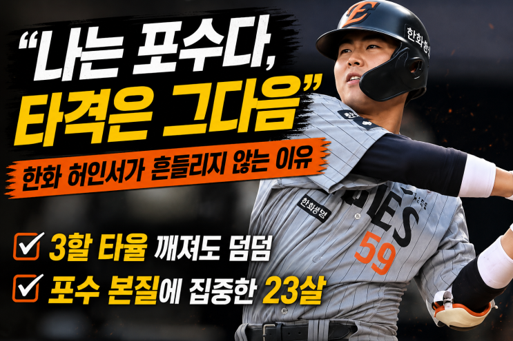 "나는 포수다, 타격은 그다음" <b>한화 허인서</b>가 흔들리지 않는 이유