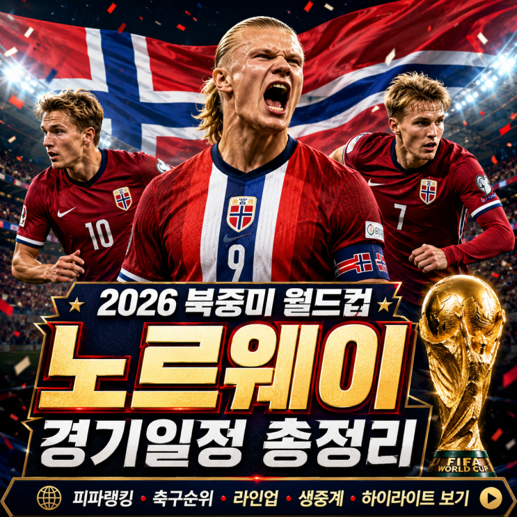 2026 북중미 월드컵 <b>노르웨이</b> 경기일정 총정리｜<b>피파랭킹</b>... 
