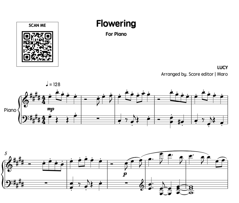 루시 개화 피아노 악보 - LUCY FLOWERING