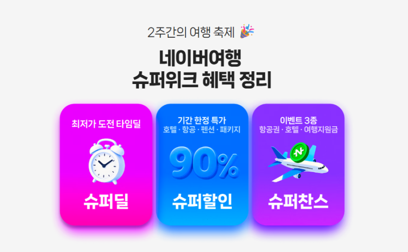 네이버여행 슈퍼위크 시작 |1년에 단 4번의 할인혜택 대만 항공권 특가로 여행 준비하기