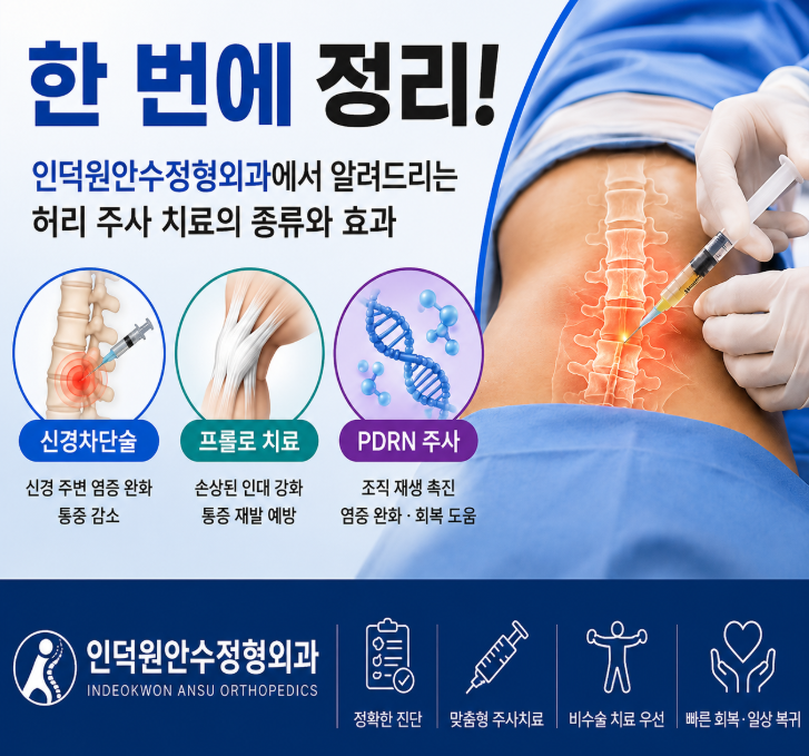 인덕원정형외과) 허리 통증 주사 종류가 너무 많은데 뭐가 좋나요?