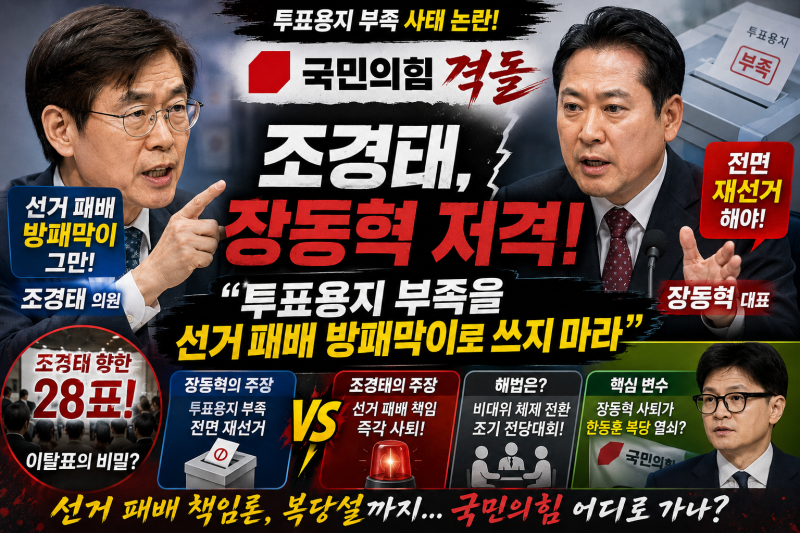 [국민의힘 격돌] 조경태, 장동혁 저격! "투표용지 부족을 선거패배 방패막이로 쓰지 마라" (fea....