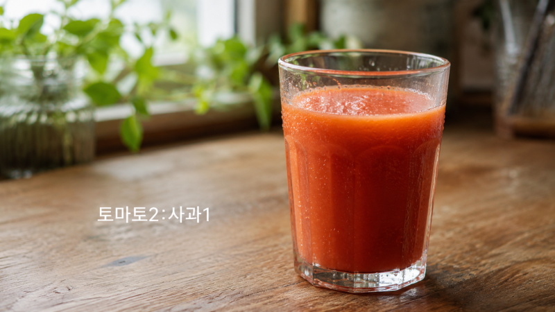 "그냥 갈면 비려서 못 먹는다더니.." 다이어트 토마토 해독주스 황금비율 토마토 2:사과 1, 안 ....