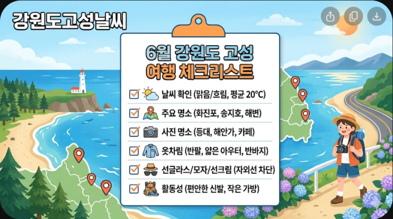 6월 강원도 고성 날씨 여행 체크리스트와 옷차림 꿀팁