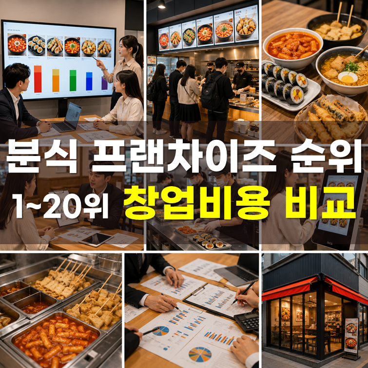 분식 프랜차이즈 순위 1~20, 정보공개서 창업비용 비교(2026년)