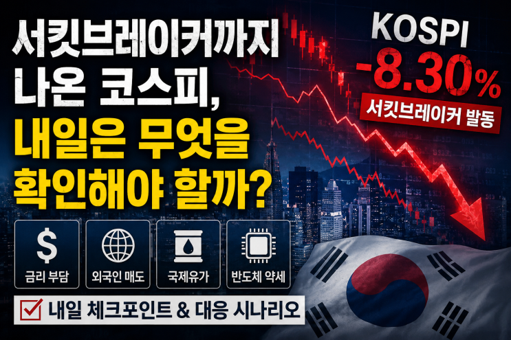  서킷브레이커까지 나온 코스피, 내일은 무엇을 확인해야 할까