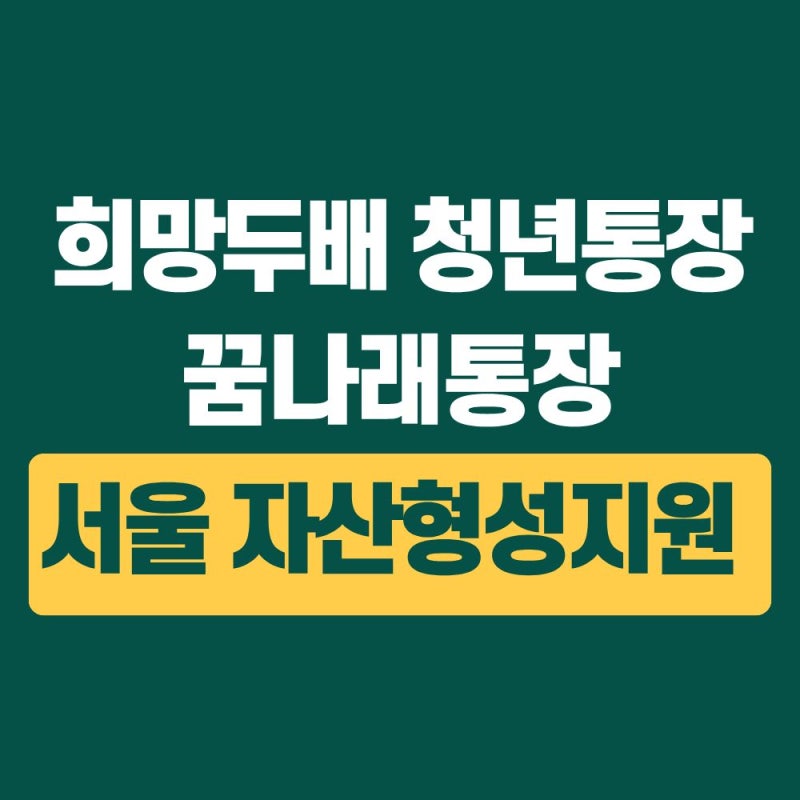 서울시 자산형성 지원 2종, 희망두배 청년통장·꿈나래통장 접수
