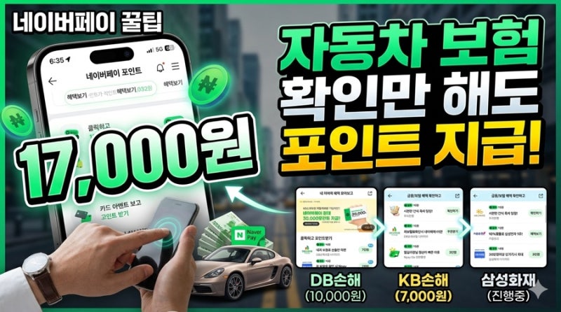 자동차 보험료 조회 이벤트로 네이버페이 17,000원 즉시 적립하는 꿀팁 후기
