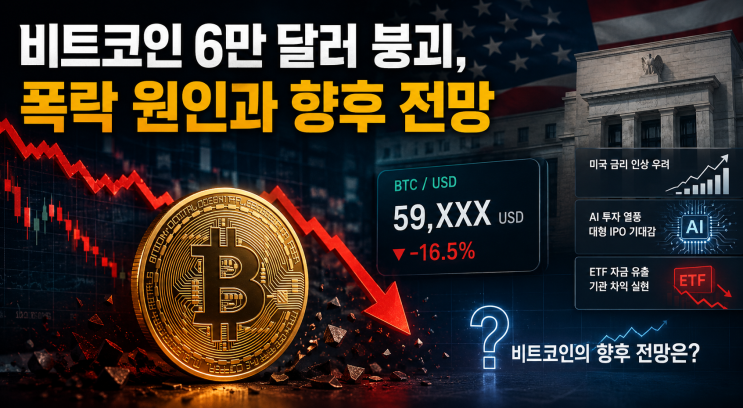  비트코인 6만 달러 붕괴, 폭락 원인과 향후 전망