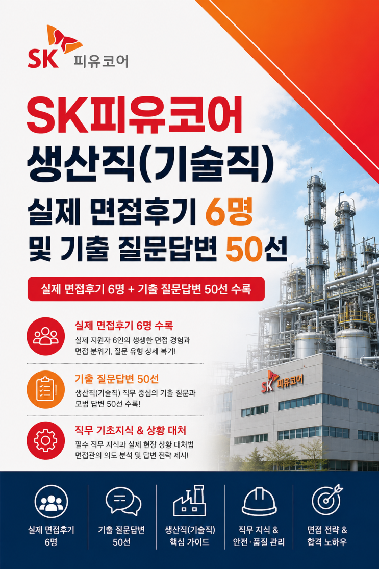  SK피유코어 생산직(기술직) 실제 면접후기 6명 총 정리, 기출 QnA 질문