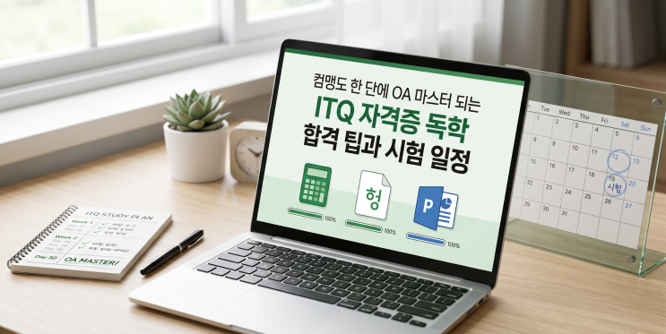  컴맹도 한 달 만에 OA 마스터 되는 ITQ 자격증 독학 합격 팁 시험 일정