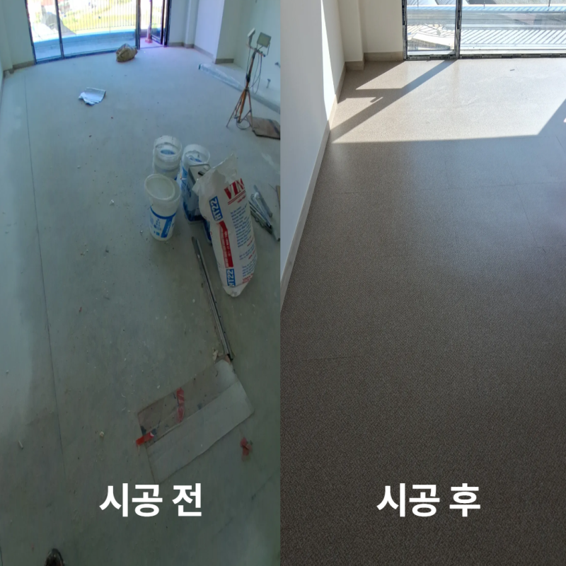 신축 건물 복도 600각 데코타일 두께 시공 방법