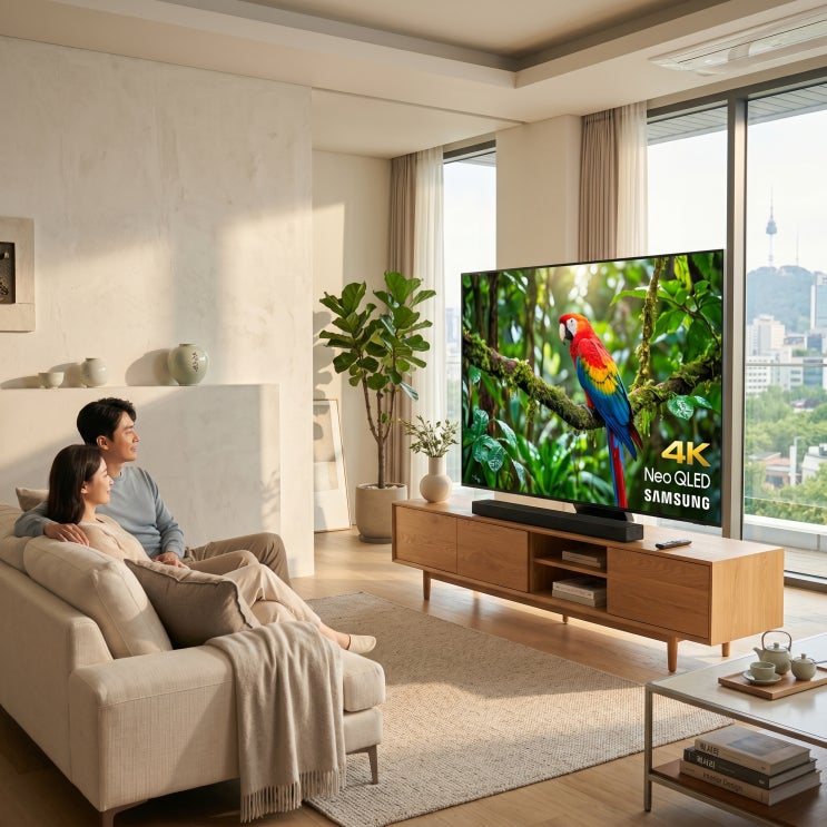   삼성 Neo QLED 75인치 TV 솔직 후기! KQ75QNH70AFXKR 스탠드 거실이 영화관 되네요 