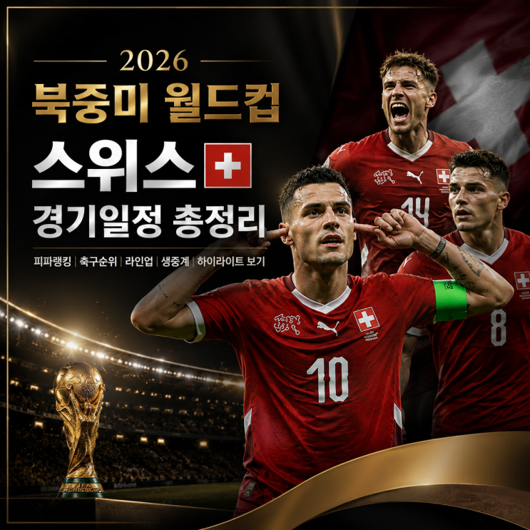 2026 북중미 월드컵 <b>스위스</b> 경기일정 총정리｜<b>피파랭킹</b>... 