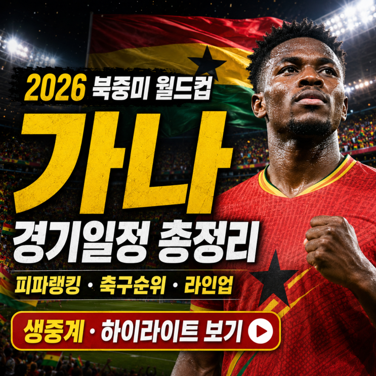 2026 북중미 월드컵 <b>가나</b> 경기일정 총정리｜<b>피파랭킹</b>... 