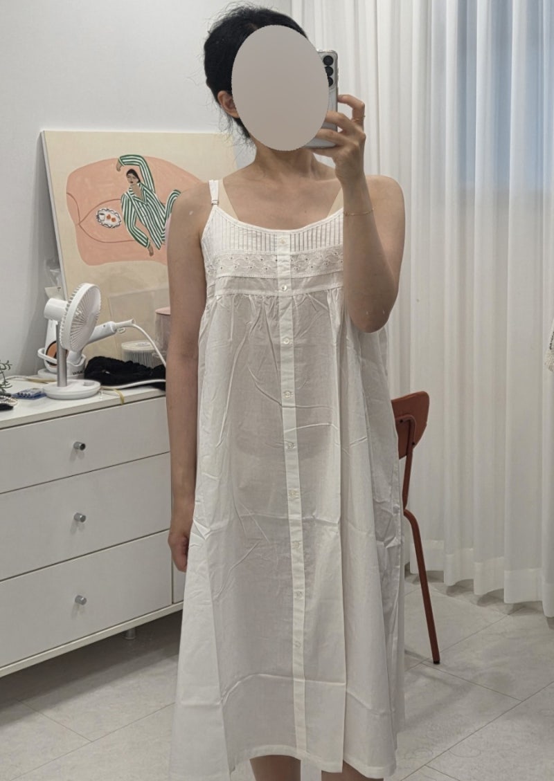 [내돈내산] 여름원피스잠옷 코즈넉(KOZNOK) 그웬 순면 끈나시 롱 원피스 잠옷 솔직 후기(29cm)