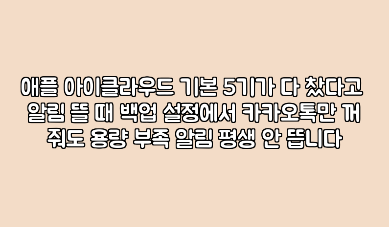 애플 아이클라우드 기본 5기가 다 찼다고 알림 뜰 때 백업 설정에서 카카오톡만 꺼줘도 용량 ....